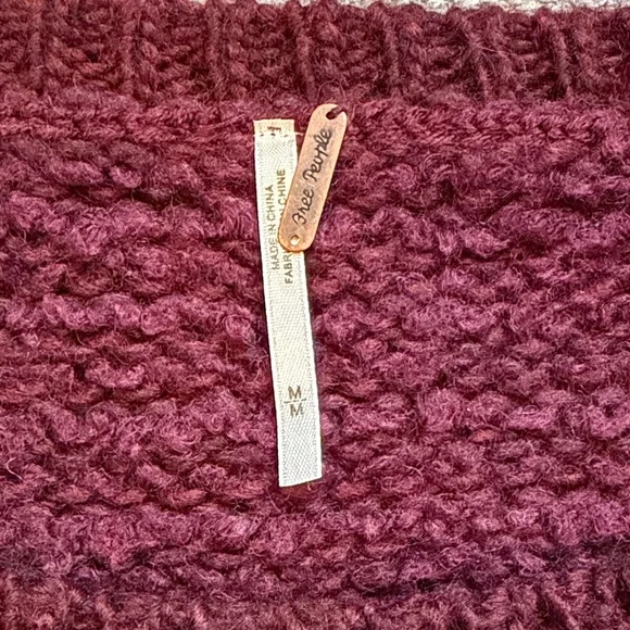 Free People Maroon and Gray Fair Isle Patterned Sweater - Picture 7 of 9